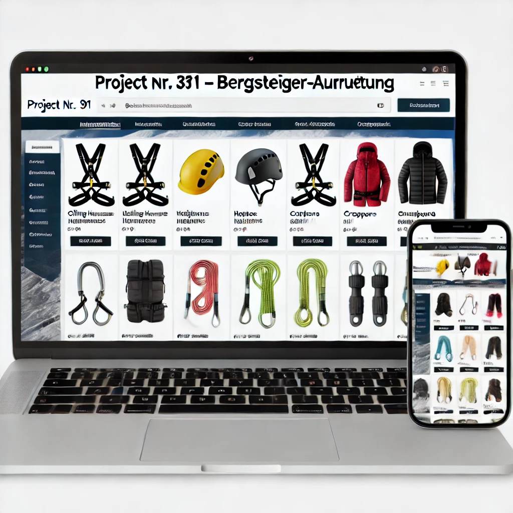 Schlüsselfertiger Onlineshop für Bergsteiger-Ausrüstung