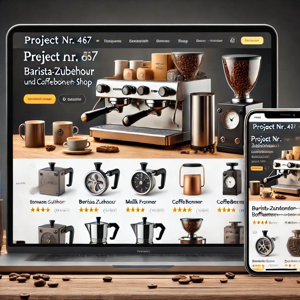 Schlüsselfertiger Onlineshop für Barista-Zubehör und Kaffeebohnen