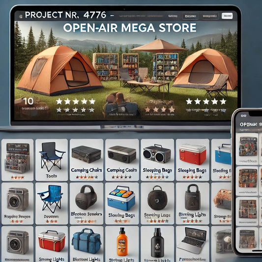 Schlüsselfertiger Onlineshop – Openair-Ausrüstung & Festival-Zubehör