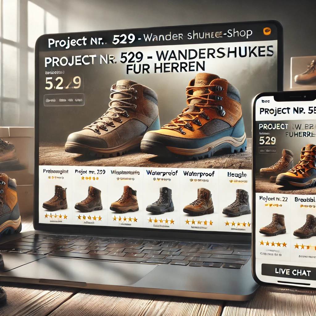 Schlüsselfertiger Onlineshop für Wanderschuhe für Herren