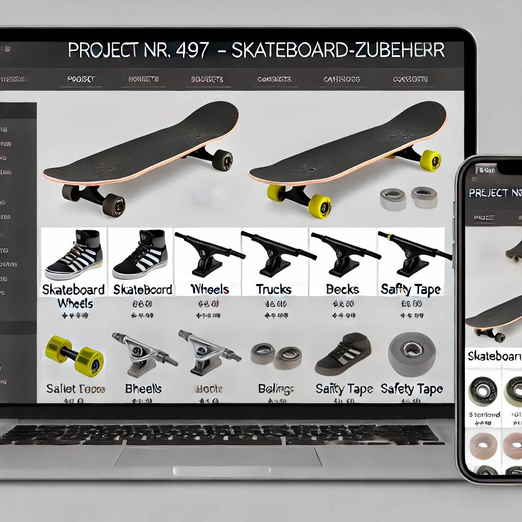 Schlüsselfertiger Onlineshop für Skateboard-Zubehör