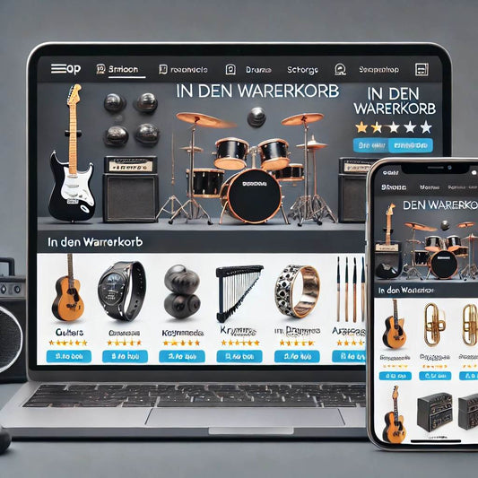Schlüsselfertiger Onlineshop für Musikinstrumente und Zubehör