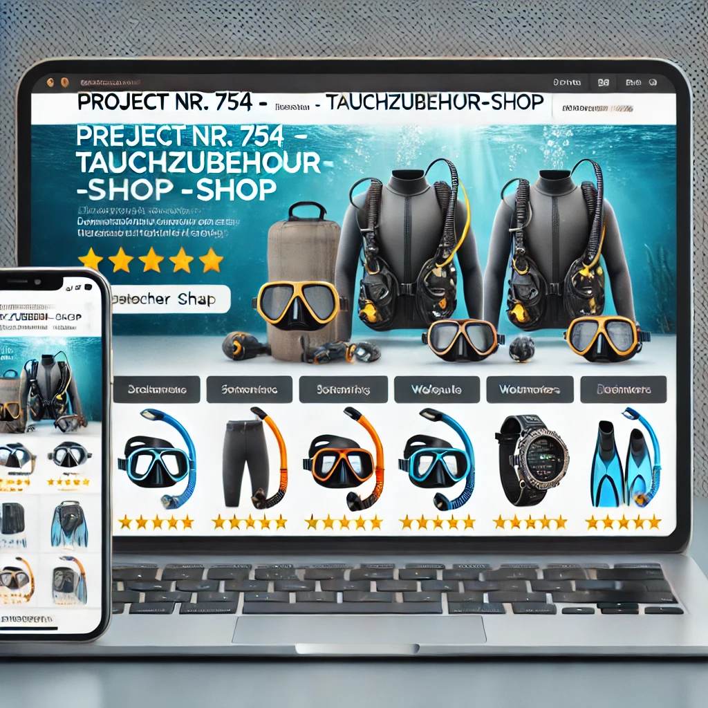 Schlüsselfertiger Onlineshop für Tauchzubehör