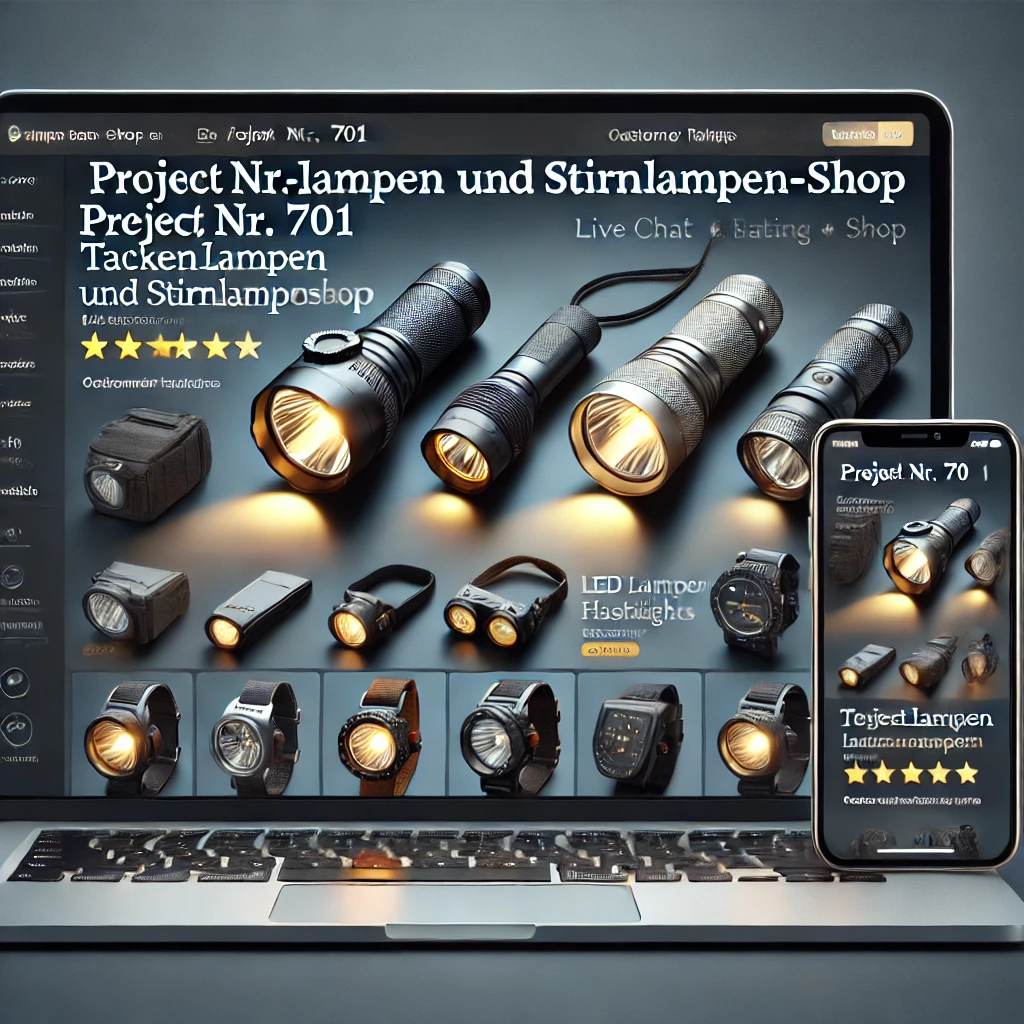 Schlüsselfertiger Onlineshop für Taschenlampen & Stirnlampen