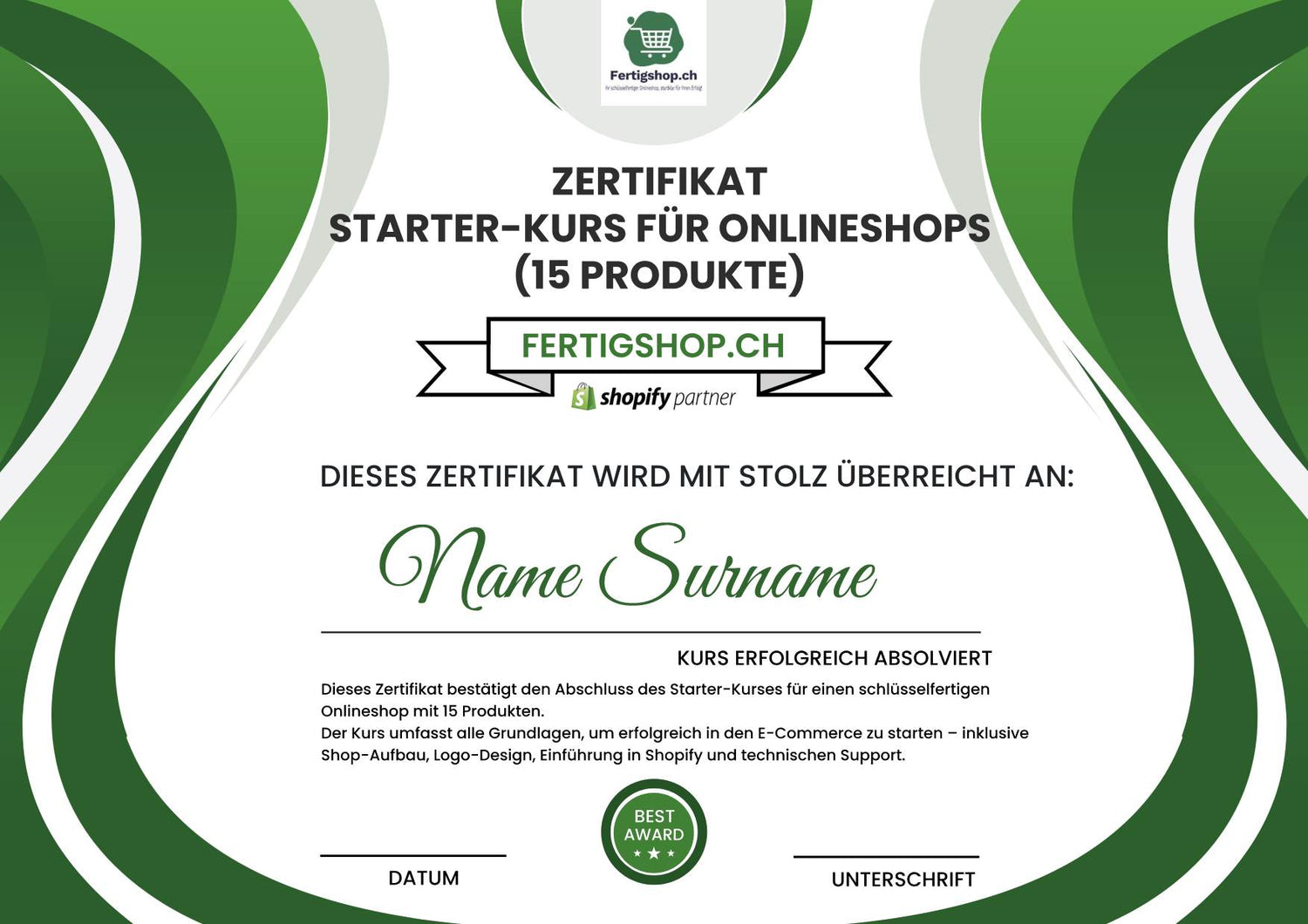 15 Produkte Onlineshop